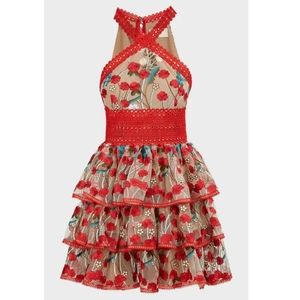 BRONX & BANCO Ivanka Floral Ruffled Mini Dress.
